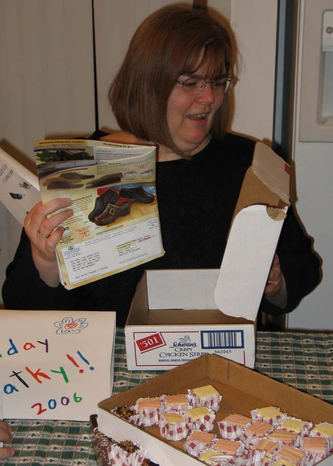 Kathys Birthday - Kathy opening presents