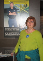 EAA Museum - Kathy next to Harrison Ford Pic